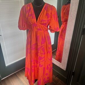 Vibrant Orange and Pink Women's Dress